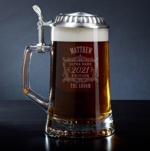 Engraved Beer Stein Wedding Gift for Groom