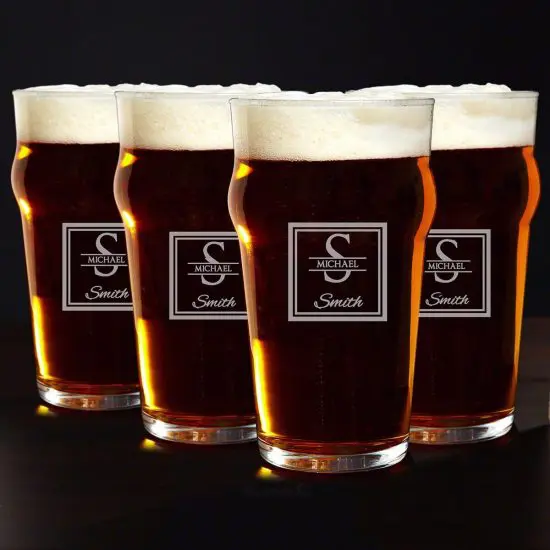 Four cheap gifts for men pub pint glasses