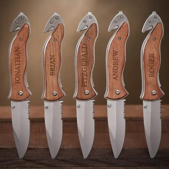 Awesome Engraved Groomsmen Knife Set 