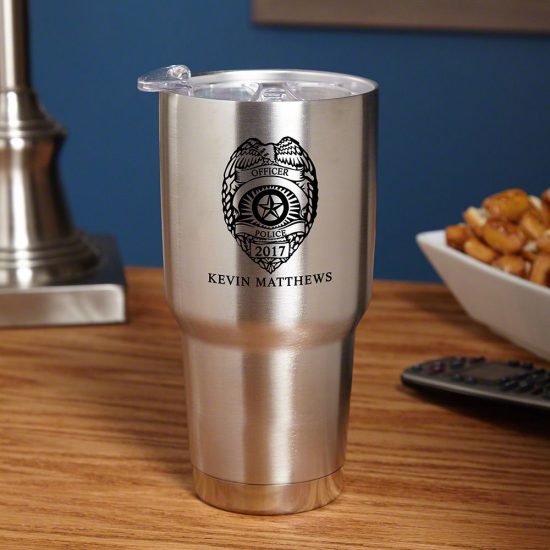 Personalized Insulated Travel Mug Gift for Police Officer