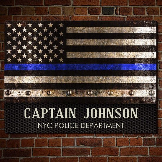 Thin Blue Line Personalized Sign Police Officer Gift