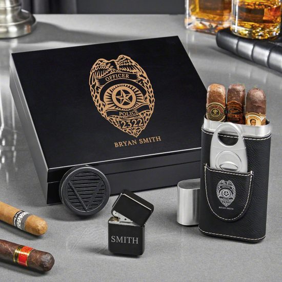 Cigar Humidor Set with Lighter and Cigar Case