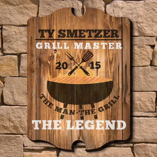 A Retirement Gift for Men is a Custom Wooden Grill Master Sign