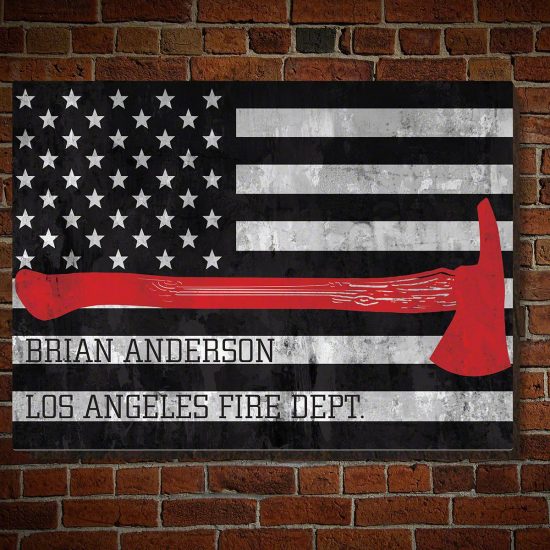 Thin Red Line Firefighter Axe Sign