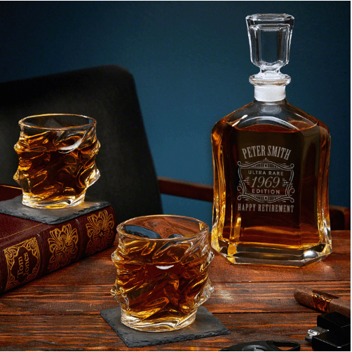 Dad 2021 Retirement Gifts for Men Friends Happy Retirement Gifts for Office Coworkers Husband Funny 2021 The Legend Has Retired Whiskey Glass and Stone Gift Set Brother Boss 