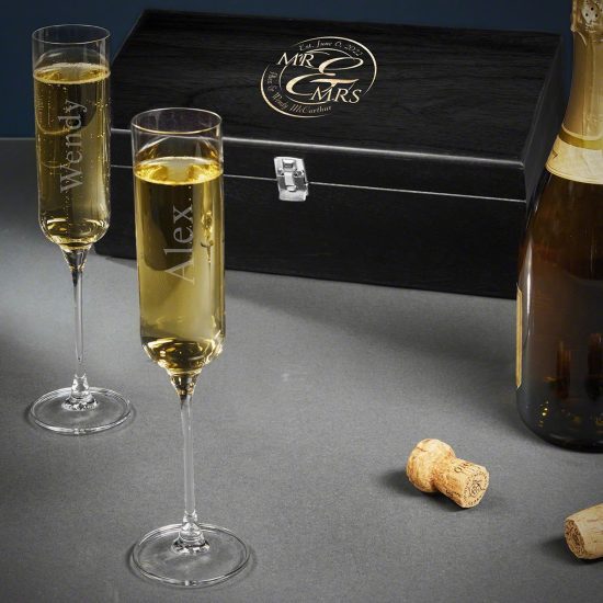 Personalized Wedding Glasses Champagne Box Set