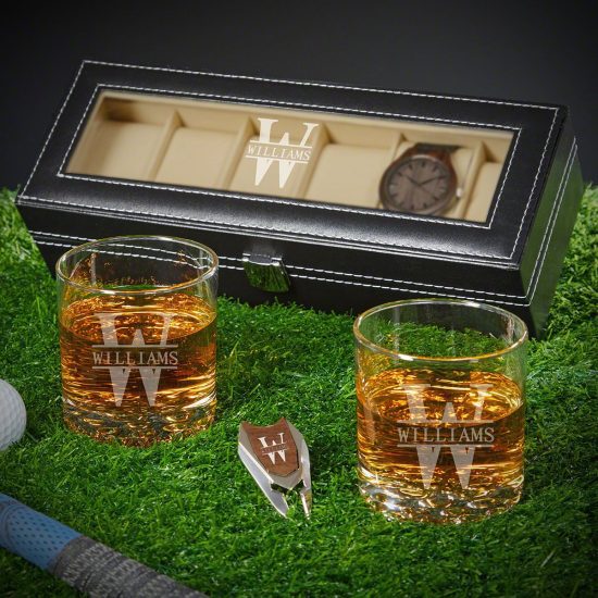 Custom Watch Case Whiskey Gift Set