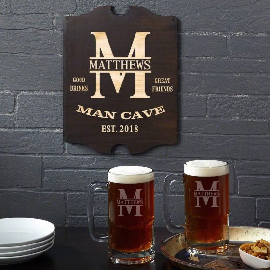 Personalized Beer Mugs and Sign Set