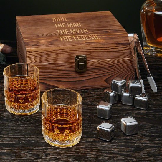 Whiskey Box Set with Stainless Steel Stones