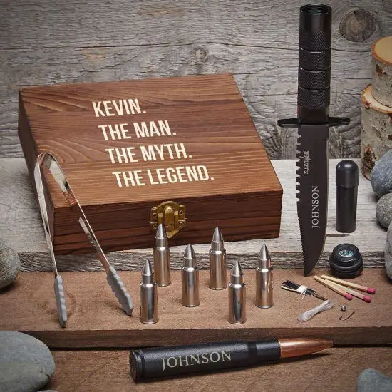 Cool Personalized Gift Sets for Men with Survival Knife