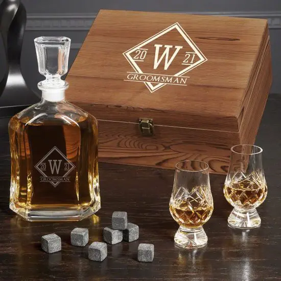 Whiskey Decanter Set with Crystal Glencairn Glasses