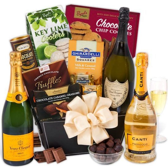 Champagne and Chocolate Christmas Gift Basket for Two