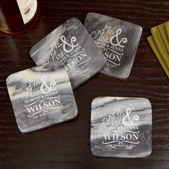 Personalized Marble Wedding Coasters