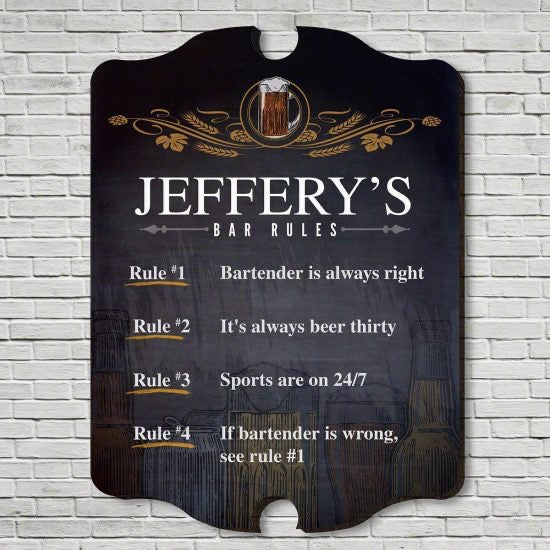 Personalized Bar Rule Sign is Unique Gifts for Husband