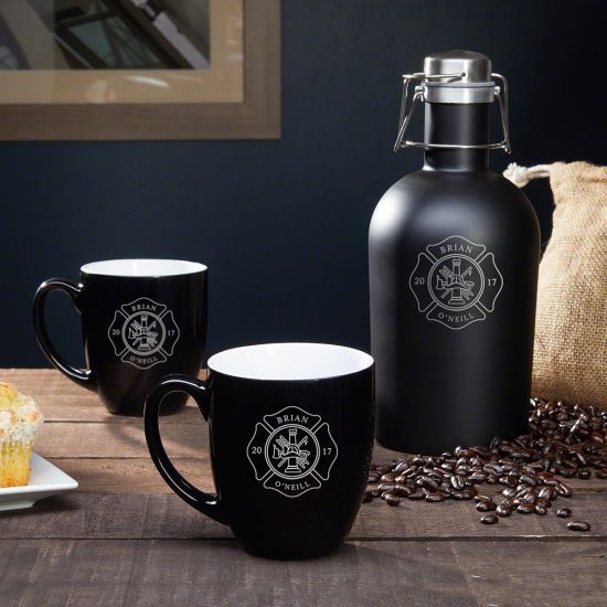 Custom Firefighter Coffee Carafe and Mugs for Coffee Lovers