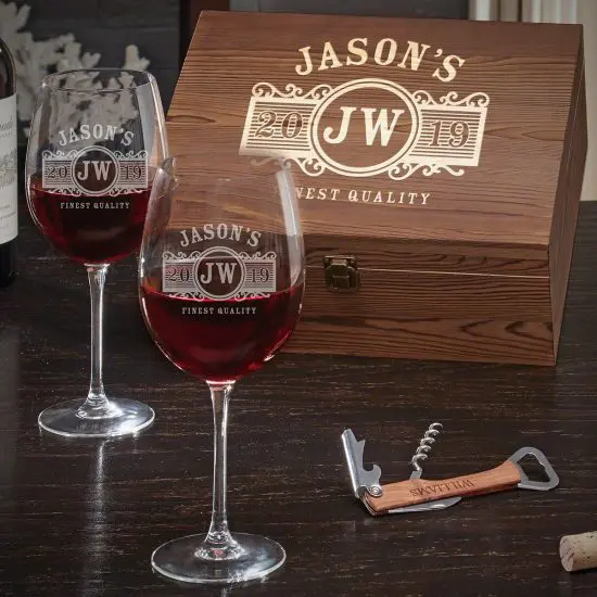 Engraved Wine Set of Valentines Gifts for Men