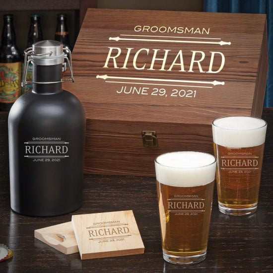 Beer Gift Set with Pints, Growler, and Coasters