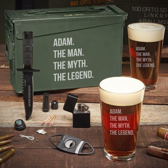 Personalized Pint Glass Ammo Can Set