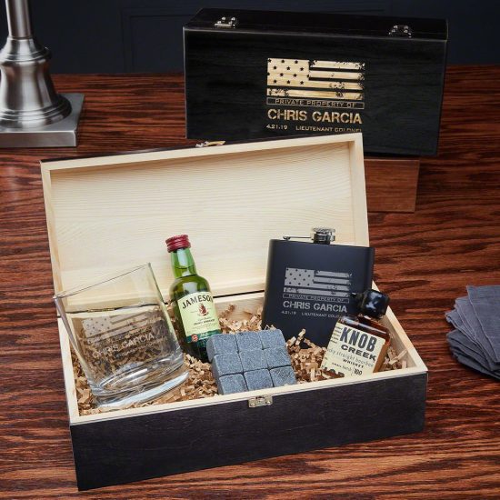 Custom Whiskey Military Retirement Gifts Box Set