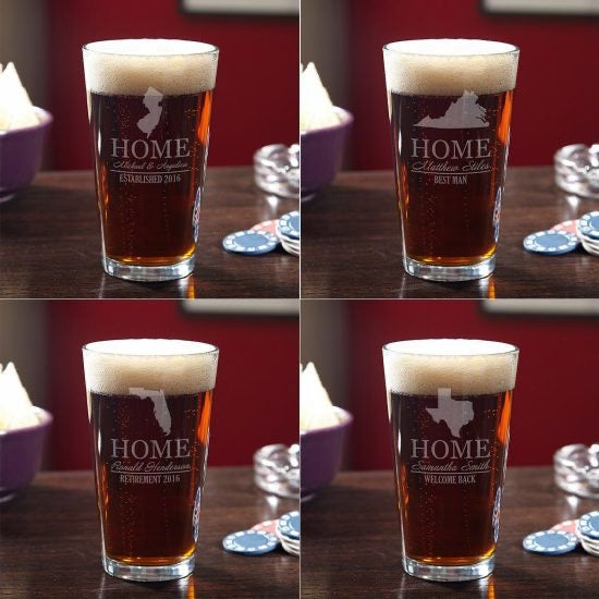 Pint Glass with Home State for College Graduates