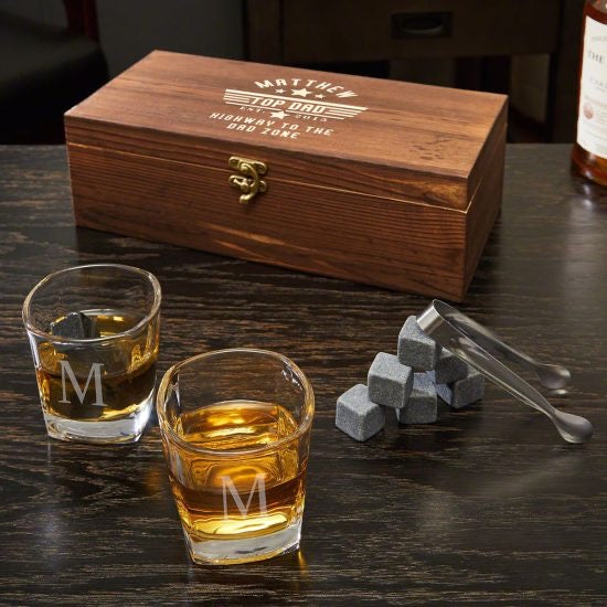 Personalized Shot Glass Box Set of Fathers Day Gifts