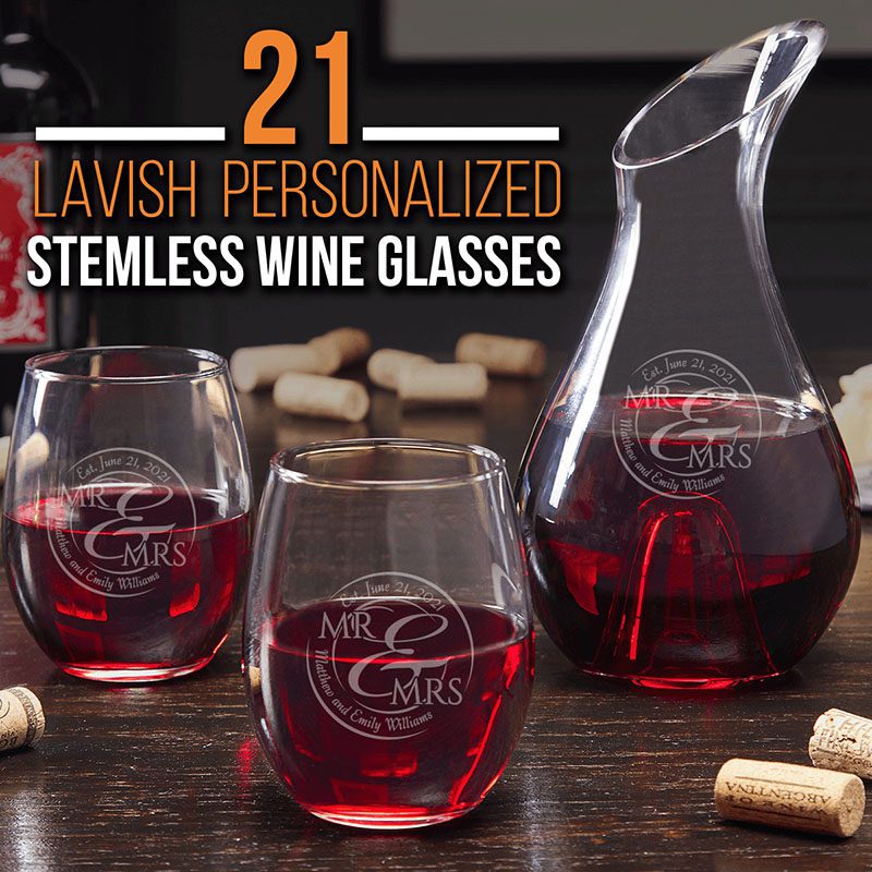 21 Lavish Personalized Stemless Wine Glasses