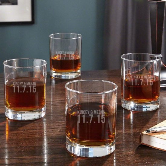 Wedding Date Engraved Whiskey Glasses