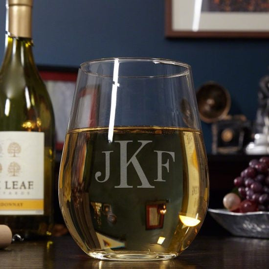 Giant Monogrammed Stemless Wine Glass