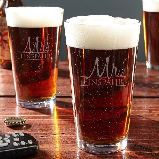 His and Hers Personalized Beer Glasses