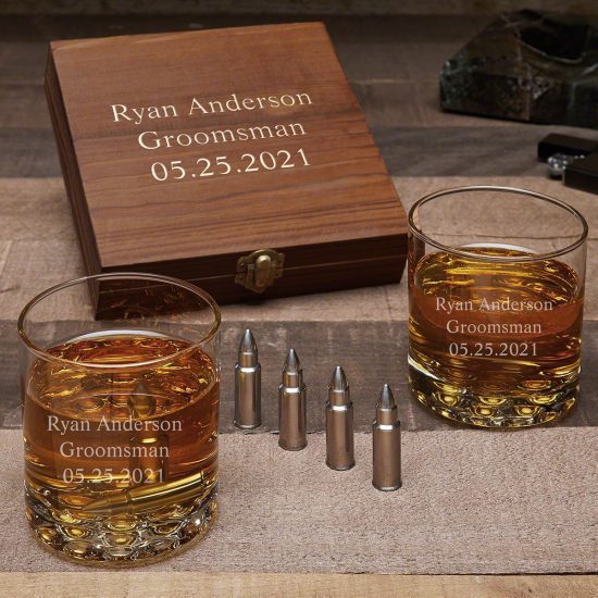 Custom Bullet Whiskey Stones Gift Set