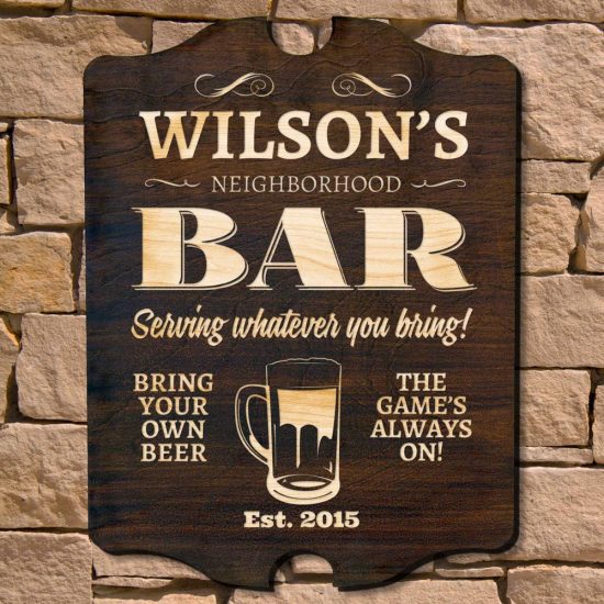 Cool Custom Wooden Bar Sign