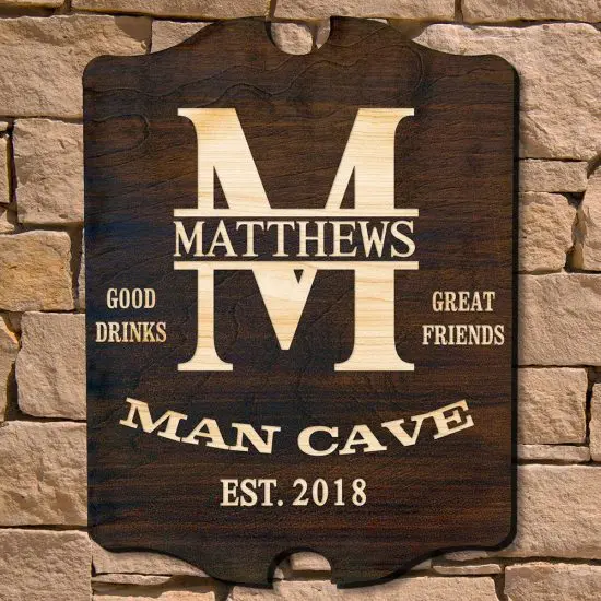 Anniversary Gift for Him Custom Man Cave Wooden Sign