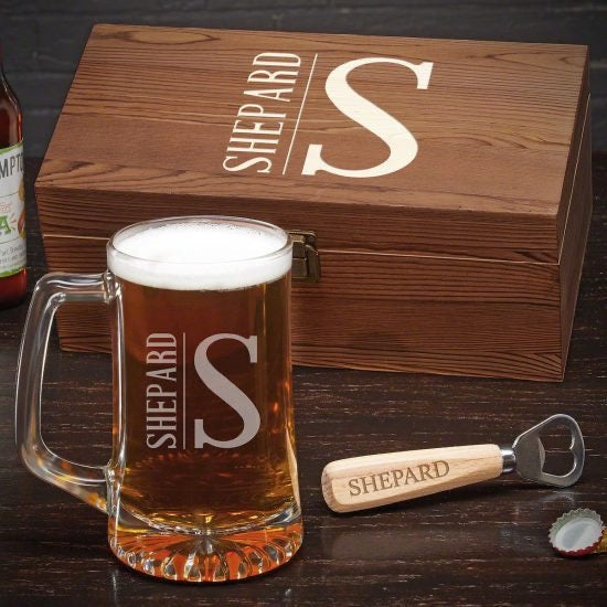 Custom Beer Mug Gift Set with Bottle Opener