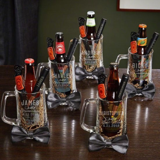 Set of Five Custom Beer Mug Gift Sets