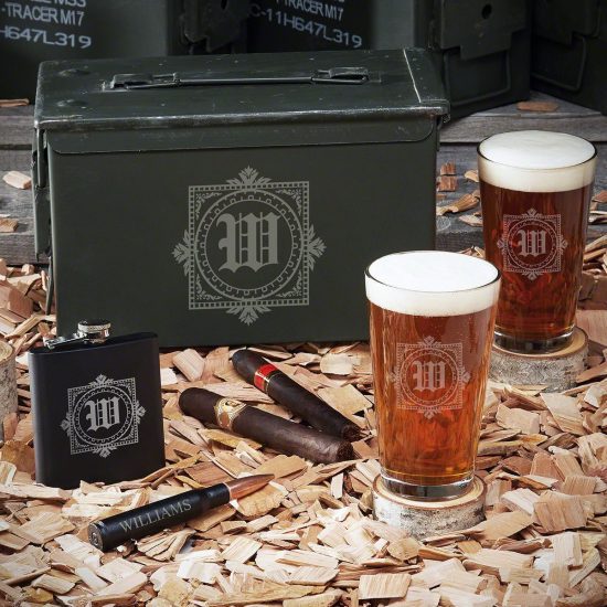 Ammo Can Gift Set with Pint Glasses and Flask