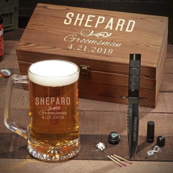 Groomsman Beer Mug and Knife Gift Set