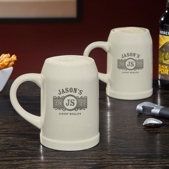 Set of Two Small Ceramic Beer Mugs