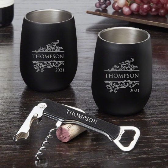 Custom Wine Tumblers with Corkscrew