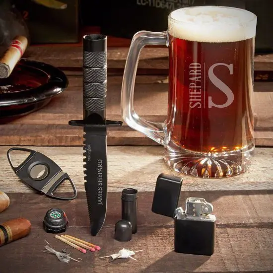 Custom Beer Mug Set with Cigar Accessories
