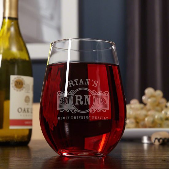 Custom Enrgaved Extra Large Stemless Red Wine Glass