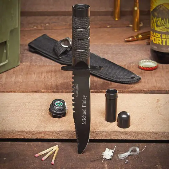 Engraved Tactical Knife with Survival Kit for Guy Friends