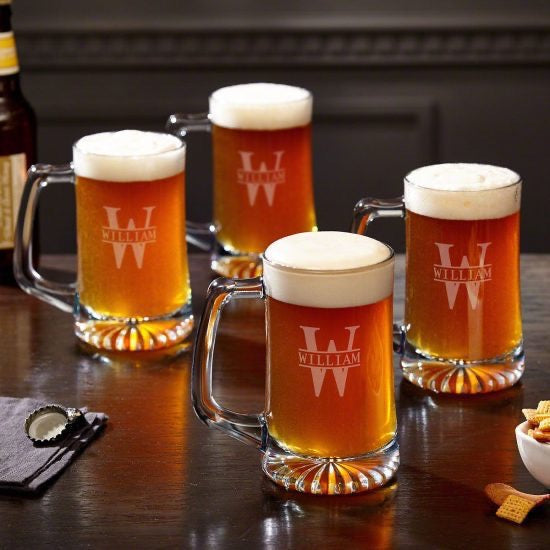 Engraved Beer Mugs Set of 4