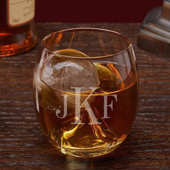 Monogrammed Rolling Whiskey Taster Glass with Ice Mold