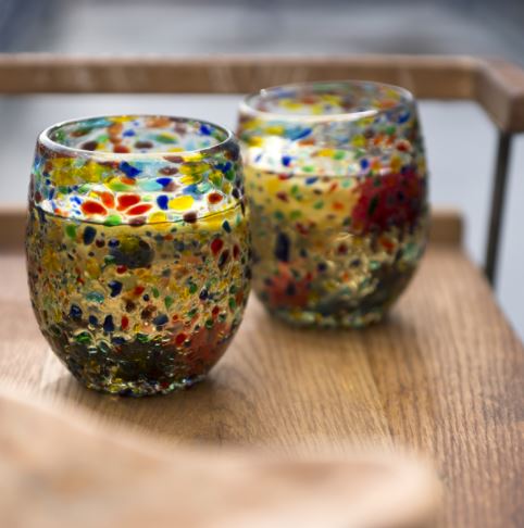 Colorful Recycled Wine Glasses