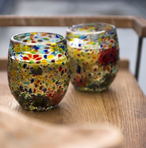 Colorful Recycled Wine Glasses