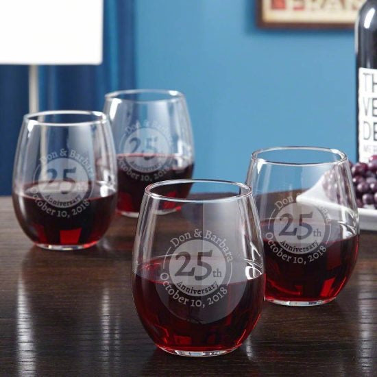 Set of Four Stemless Wine Glasses