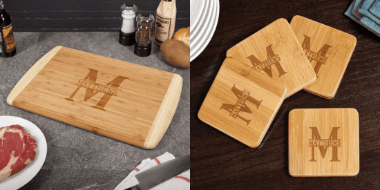 Bamboo Cutting Board and Coasters