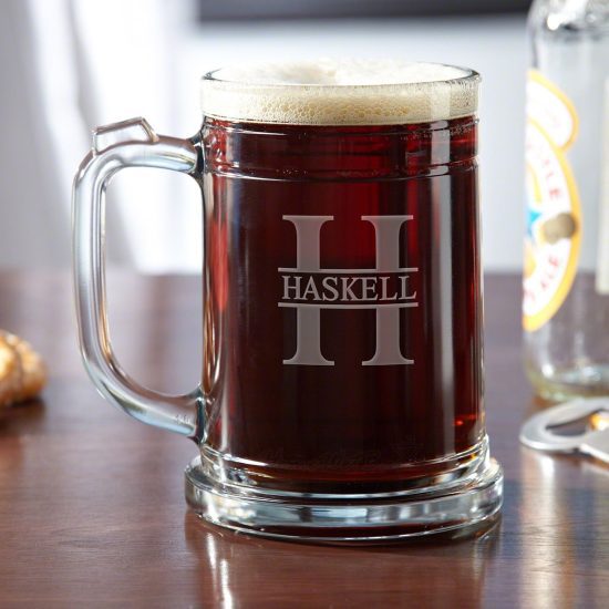 Personalized Glass Thumb Hold Beer Mug