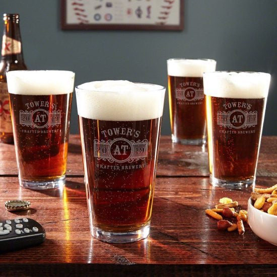 Set of Four Pint Glasses Christmas Gift for Neighbors