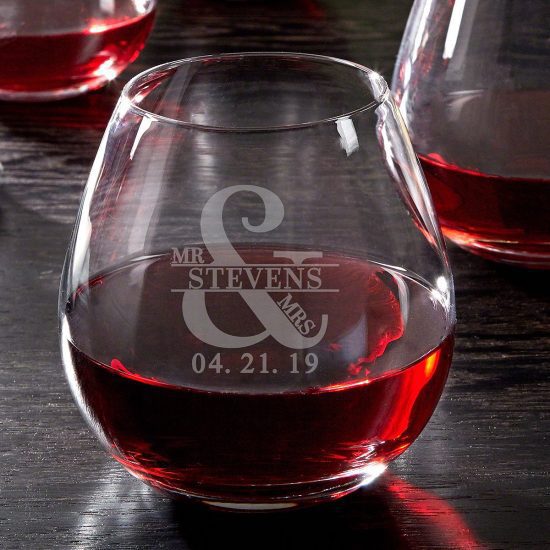 Red Stemless Wine Glass
